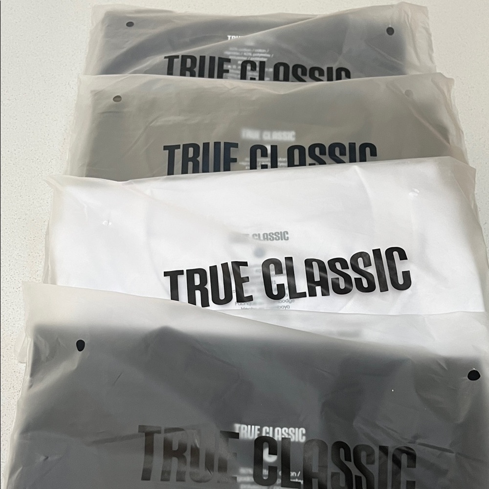 True Classic Men's Short Sleeve Tees - Black, Gray, White